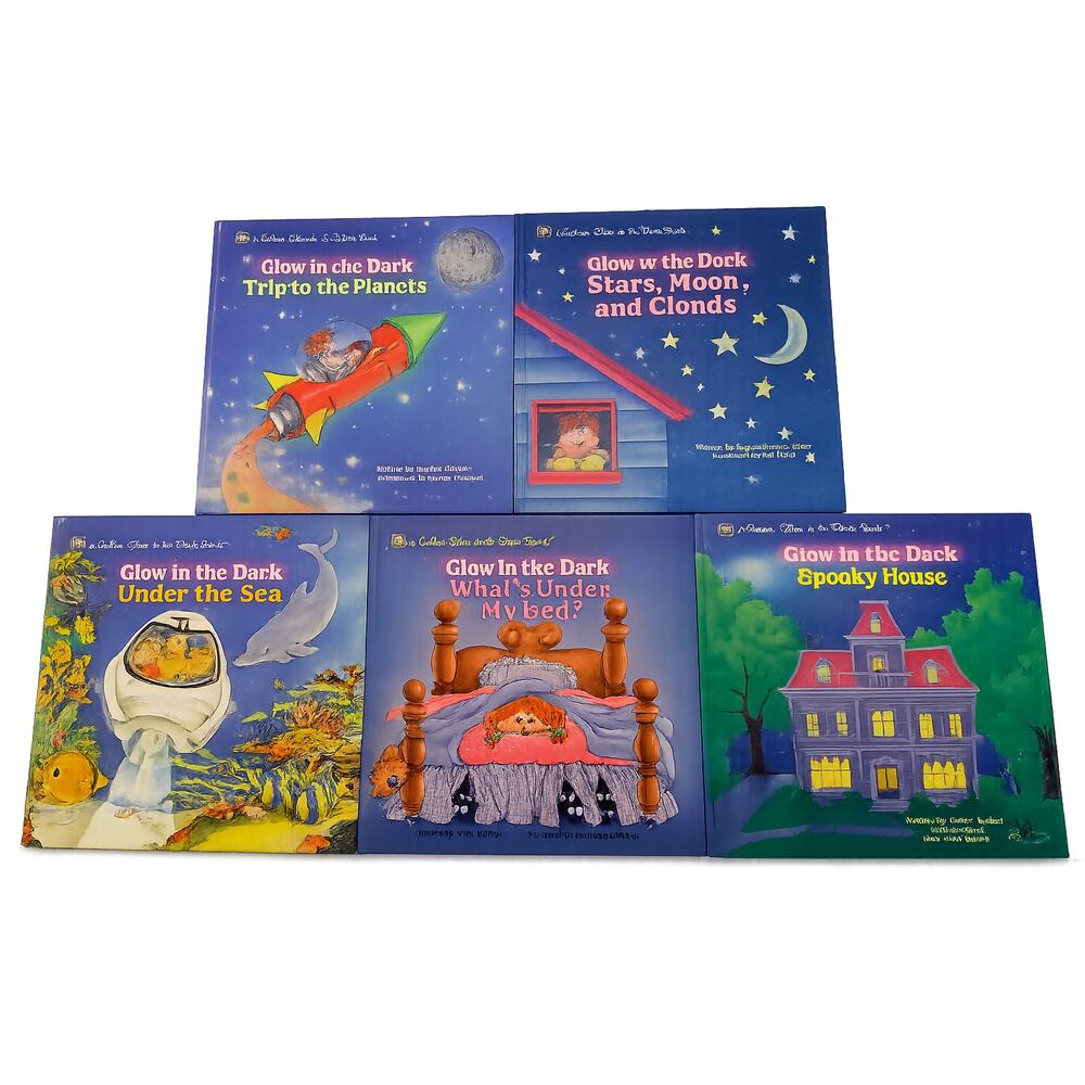 Vintage 1980s Golden Glow in the Dark Books - Lot of 5 Bedtime Storybooks